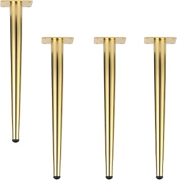 Furniture feet,Pack f etal egs or urniture,Straight apered offee able esk EET ofa egs,Iron eplacement upport V tand abinet Hair itchen ounter ouch,with Crews 55cm/21.7in,Gold olGold,72 cm