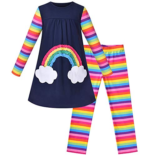 Image of Sunny Fashion Girls Outfit Set 2 Piece Cotton Heart Casual Dresss Top Pants