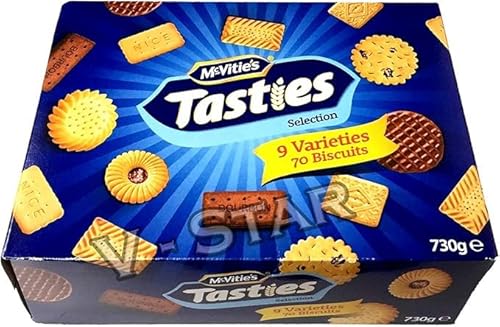 Luxury Tasties Cookie Selection Gift Box, Assorted Biscuits, 70 Biscuits, 9 Varieties, 730g Bulk Cookie, Perfect Gifting for Christmas, Mothers and Fathers Day (1 Box)