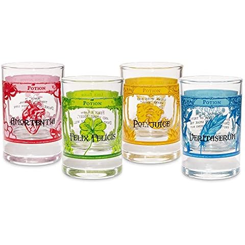 getDigital Magic Potion Shot Glasses Set - 4 Magic Glass Tumblers for Spirits & Liqueurs - 4cl Each, Dishwasher Safe Cover