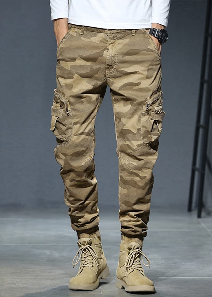 shownicer Pantaloni Cargo Uomo Pantaloni da Lavoro Trekking con Tasche Camouflage Militari Pantaloni Militare Elasticizzati Baggy Estivi Lunghi Pantaloni Montagna Vintage Outdoor