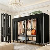 ZWCQSYS 59.1in Heavy Duty Portable Closet, Foldable Wardrobe Closet with Cover,...
