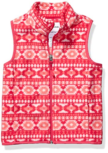 Amazon Essentials Girl's Polar Fleece Vest, Pink Geo, Medium