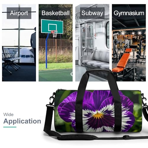 Pansy Perfection Gym Bag for Men Women, Sturdy Oxford Cloth Travel Bags with Removable Shoulder Strap, Waterproof Duffel Bag for Fitness, Travel, Yoga3