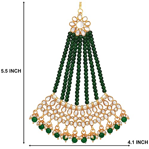 Image of Peora Gold-Plated & White Kundan Pearl Studded & Beaded Jhumar Passa Jewellery
