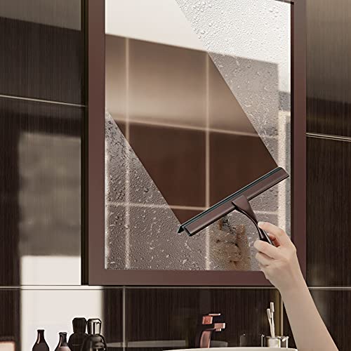 Image of Hiware All-Purpose Shower Squeegee for Shower Doors, Bathroom, Window and Car Glass - Bronze, Stainless Steel, 10 Inches