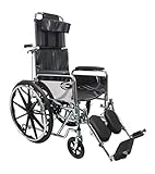 Karman KN-880 (KN-880-E) Reclining Wheelchair with Removable Armrest and Elevating Legrest, 18' Seat Width & Free Wheelchair Seatbelt!