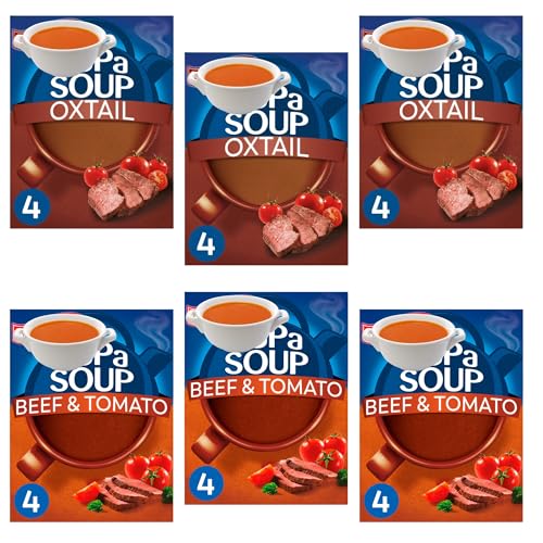 Cup A Soup Bundle with 3 x Oxtail Soup and 3 x Beef & Tomato (6 Packs/24Servings)