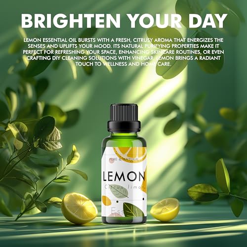 Image of Esslux Lemon Essential Oil for Skin Care and Relaxation - Natural Lemon Oil for Cleaning - 100 Pure Therapeutic Grade Essential Oils for Aromatherapy - 120ml