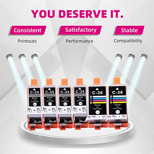 Compatible Ink Cartridges Replacement for Canon PGI-35 CLI-36 Work for pixma ip110 ip100 tr150 mini260 mini320 (Black-4nos, Color-2nos, 6-Pack) - Thumbnail 2