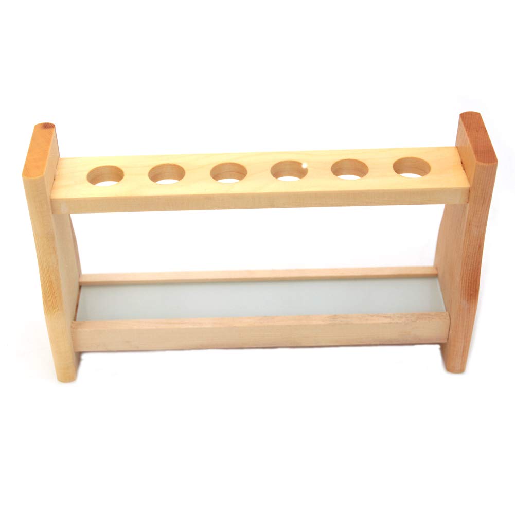 Chiloskit 21mm/0.81" Wooden Test Tube Rack Holder - 25ml Test Tubes, 6 Slots
