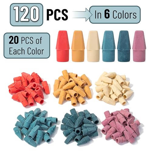 Image of Mr. Pen- Pencil Erasers Toppers, 120 Pack, Colorful, Latex Free, No Smudge | Mr Pen Erasers for Pencils