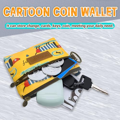 Image of Coin Bag, Waterproof Coin Wallet Small Coin Purse with Zipper and Keyring, Cute Coin Pouch for Women and Girls, Change Purse Mini Storage Bag for Coin, Cards, Lipsticks, Keys (yellow)