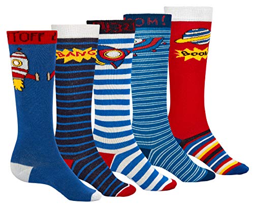 Lieblingsstrumpf24 5er Pack Kniestrümfe Kinder Jungen Fussball Weltraum...