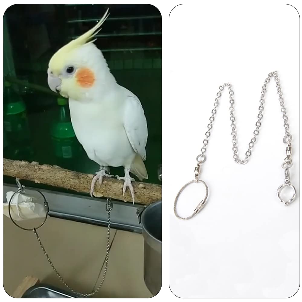 XUSUD Bird Foot Rings Stainless Steel Split Bird Rope Rings Anti-bite Bird Training Chains for Parrot or Starling Bird Pets - Image 4