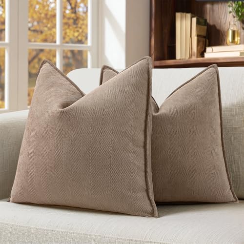 MIULEE Pack of 2 Coco Brown Decorative Pillow Covers 18x18
