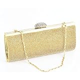 ECOSUSI Elegant Rhinestones Clasp Flap Clutch Evening Handbag Purse Gold