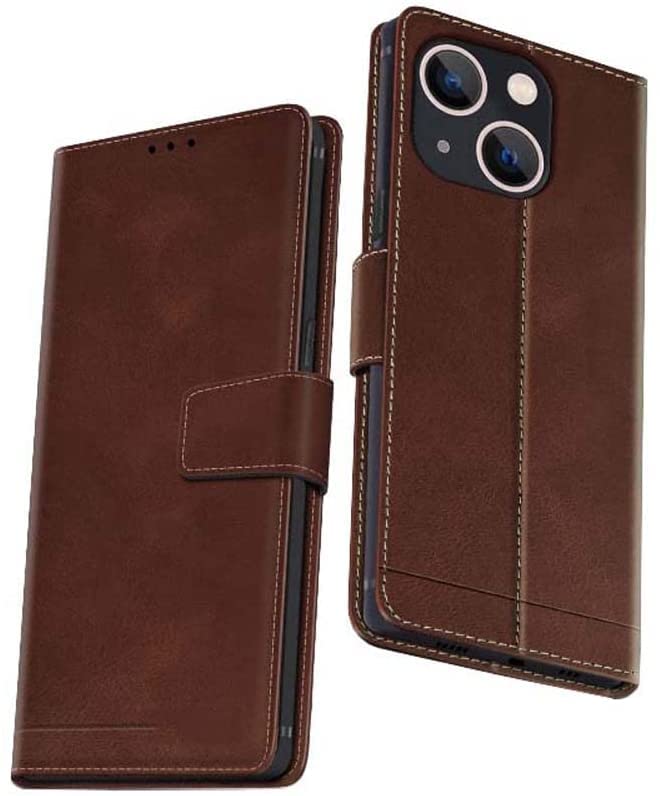 Coque clapet iPhone 13 cuir véritable avec fermeture magnétique pour une protection chic