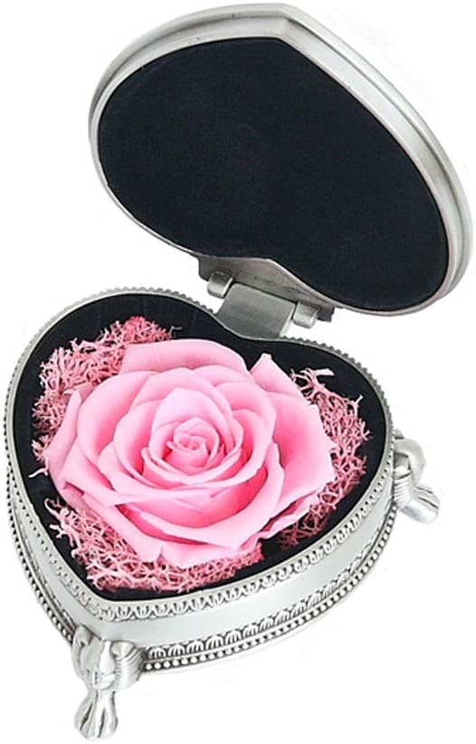 Artificial Flowers Eternal Fresh Flowers Preserved Rose Gifts for Valentine's Day Mother’s Day Christmas Anniversary Handmade Immortal Flowers Home Office Decoration (Pink, Gold Metal Box)