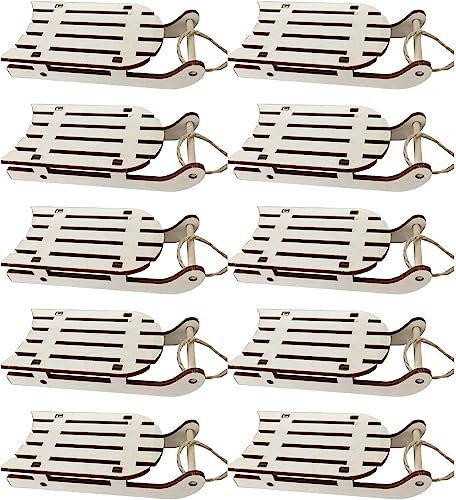 10pcs Miniature Wooden Sleigh Ornament for Xmas...