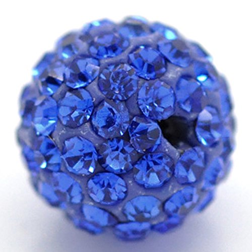 RUBYCA Pave Czech Crystal Disco Ball Clay Beads fit Shamballa Jewelry (50pcs, 8mm, Royal Blue)