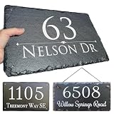 Sassy Squirrel Ink Personalized Slate Stone Address Plaque - Address Signs for Houses - Customized House Sign - Outdoor House Number - Wall Decor Home Address Numbers - Garden Decor Signs (16'x10')