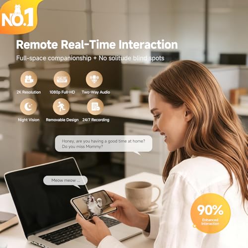 Image of Pmate AI Pet Camera Robot Companion for Dogs & Cats Robot Camera with Visual Recognition Remote Video Interaction Auto Feeding & Play Red Light Teaser Night Vision Auto Charging Pink
