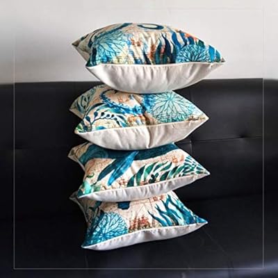 4-Pack Ocean Theme Pillow Covers 18x18in, Beach Coastal Decor Outdoor Cushions Seashell Throw Pillow Covers for Couch… 5166l2GzPfL. SS400