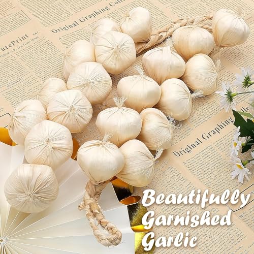 WSAMJIN 2 Stück Schaumstoff Knoblauch Strings, Künstliche Knoblauch, Simulation Knoblauch Künstliche Gemüse Hängen Deko für Home Küche Garten Inneneinrichtung Fotografie Requisiten