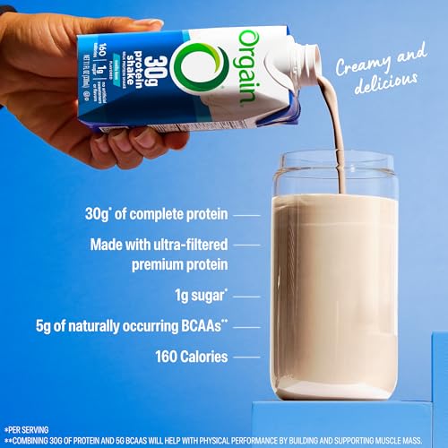 Orgain 30g High Protein Shake, Dairy Isolate Milk Protein, Vanilla Bean, 5g BCAAs, 1g Sugar per Serving, Meal Replacement, Ready to Drink, Keto Friendly, Gluten-Free, 11 Fl Oz, 12 Bottles