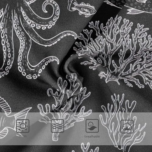 White Line Fish Crab Black Underwear for Girls, Toddler Girl Panties, Cotton Underwear for Girls, 2–8 Years3