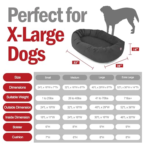 Image of Majestic Pet Suede Shredded Memory Foam Mix Calming Dog Bed Washable - Cozy Soft Round Dog Bed with Spine for Head Support - Fluffy Donut Dog Bed, 52 Inch, Gray