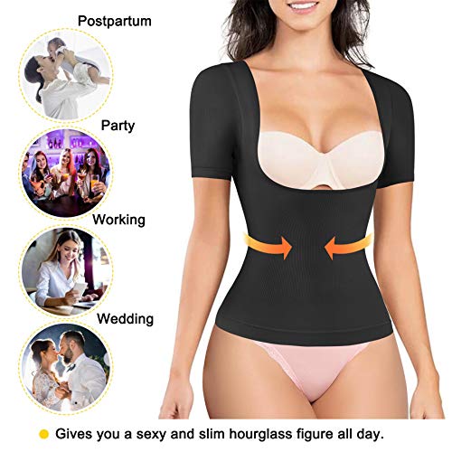 Brabic Shapewear For Women Tummy Control Basic Compression Tank Tops Waist Cincher Slimming Body Shaper (Black, X-Large/Xx-Large) #TOP3