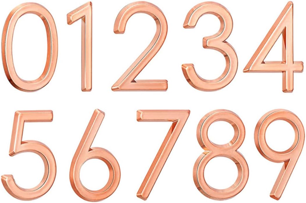 Zayookey 3D Self-Adhesive Mailbox Numbers 0-9 House Number 2 Inch Door Numbers Stickers for Home Apartments Hotel Office Address Sign (Rose Gold)