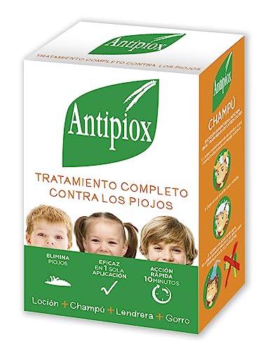 ANTIPIOX Pack Pediculicida | Pack de Loción de 150 ml, Champú de 150 ml, Gorro y Lendrera | para Adultos y Niños a Partir de 2 Años | Tratamiento Anti Piojos