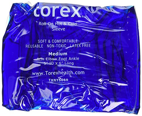Torex Professional Hot and Cold Therapy - Roll-On Compression Sleeve (Medium) - Reusable Gel Ice Pack for Calf, Knee, and Thigh - fits 10