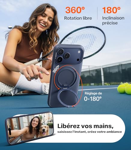 Coque iPhone 17 Pro Max MagSafe antichoc TORRAS Ostand O3 Fitness bleue - 6