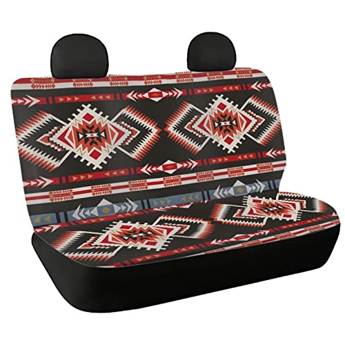 BYCHECAR Indian Aztec Bench Seat Covers for Trucks,Tribal Baja Backseat Cover for Women Girls,Southwest Western Car Seat Covers Protector Saddle Blanket,Universal Fit