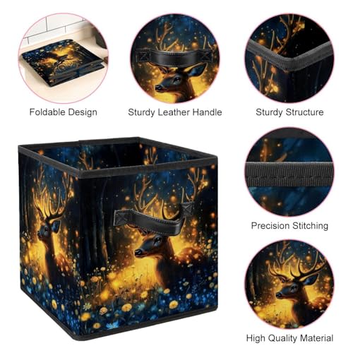Boîte de rangement forêt de cerfs cube pliable 28cm