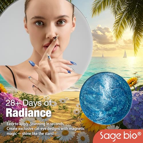 SAGEBIO Cat Eye Gel Nail Polish, 15ml Magnetic Gel, High-Gloss Finish, Long-Lasting, DIY Manicure Kit with Magnet Stick, Stunning 3D Magnetic Effect, 04 — view 5