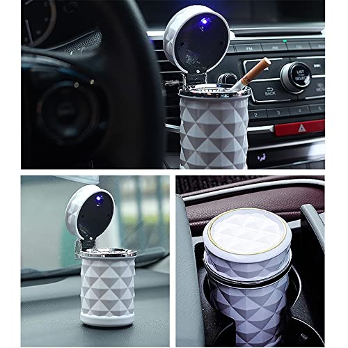 Image of Car Ashtray Smokeless Vehicle Ash Auto Car Ashtray with Lid & Blue LED Light Indicator for Car Cup Holder&Home&Office