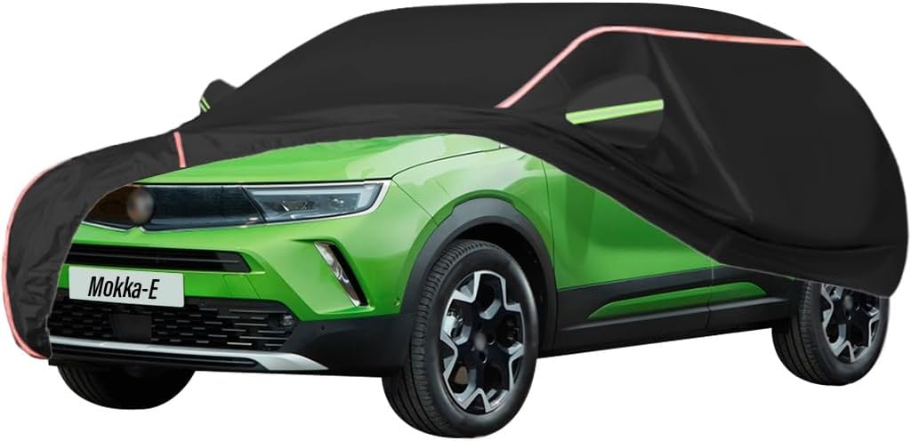 WOLWES Car Cover are Suitable for Vauxhall/Opel Mokka-E 2021-2023,Water,Rain,Sun and Snow Resistant Oxford Fabric Car Cover,with Side Door Zip (Color : Black)