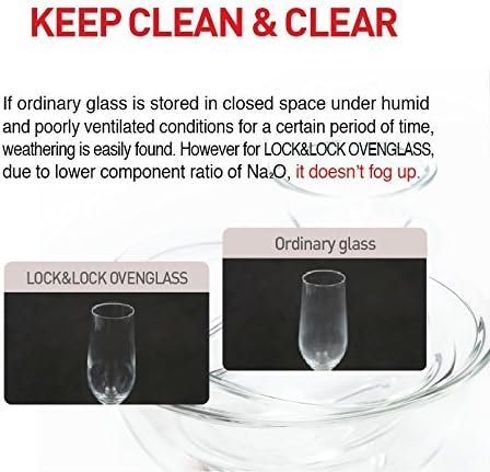 Miniatura 6 de LOCK & LOCK Purely Better - Recipiente de almacenamiento de alimentos de vidrio con tapa de ventilación de vapor, redondo, 32 onzas, transparente