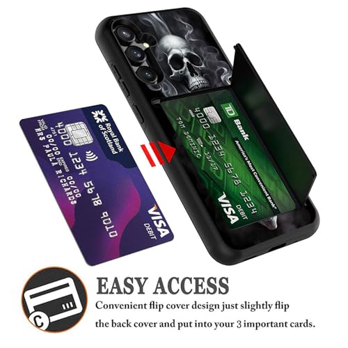 Vobber for Galaxy S24 Plus Case,Wallet Case Hidden Card Slot Holder Shockproof TPU and PC Dual Layer Protective Case Cover for Samsung Galaxy S24 Plus 6.7" 2024,Unique Skull - image 5