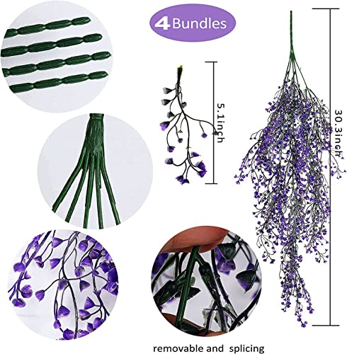Toprooms 4 Pcs Hanging Fake Plants Fake Vines Artificial Plants Large Faux Hanging Plant Artificial Hanging Plants Wall Plants Fake Indoor Outdoor Decorations (4 Pcs Purple) #TOP2