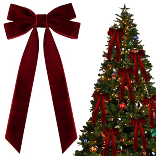 10 PCS Velvet Christmas Tree Bows with Hair Clip, 2025 New Velvet...