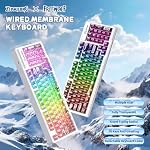 FREEWOLF M95 Clavier Membrane transparent avec capture de clé claire,Clavier de jeu Wired avec RGB Rétroéclairé, 94 Clés silencieuses avec sensation mécanique,26-Key Anti-ghosting, pour Mac/Windows -Blanc