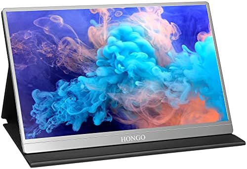 HONGO Portable Monitor Narrow Frame&Eye Care 15.6” FHD 1080P Dual Computer Gaming Monitor for Laptop HDMI USB C Monitor IPS Screen VESA Built-in Speakers with Foldable Stand