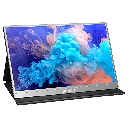HONGO Portable Monitor Narrow Frame&Eye Care 15.6” FHD 1080P Dual Computer Gaming Monitor for Laptop HDMI USB C Monitor IPS Screen VESA Built-in Speakers with Foldable Stand