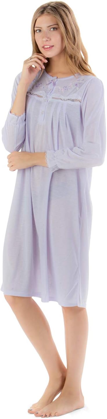 Casual Nights Women's Elegant Nightgown Long Sleeve Sleepwear Night Gown For Mom